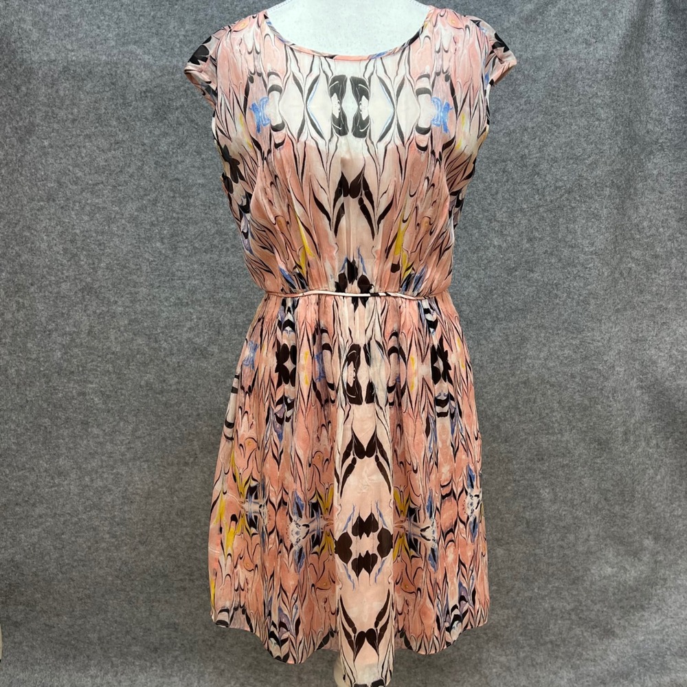J Crew 100% Silk Outside Butterfly Wing Flutter Sleeve Artsy Dress Spring Size 6